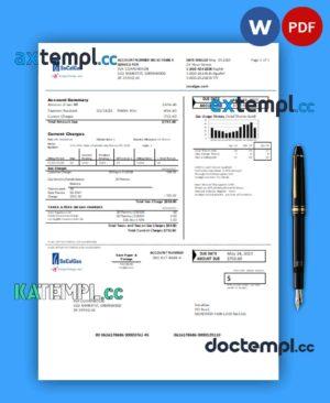 sample California SoCal Gas business utility bill, Word and PDF template download