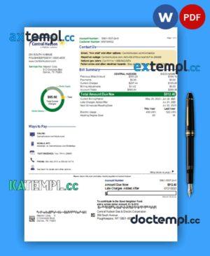 sample Central Hudson Energy Group business utility bill, PDF and WORD template, 2 pages download