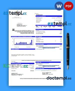 sample City of Carrollton business utility bill, Word and PDF template download