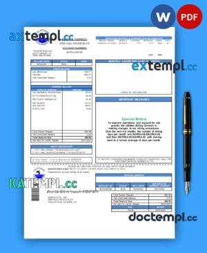 sample City of Laredo Utilities Department water business utility bill, Word and PDF template download