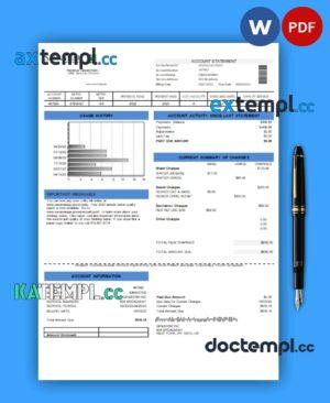 sample City of Savannah business utility bill, PDF and WORD template download