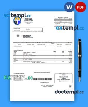 sample City of Tulsa business utility bill, Word and PDF template download