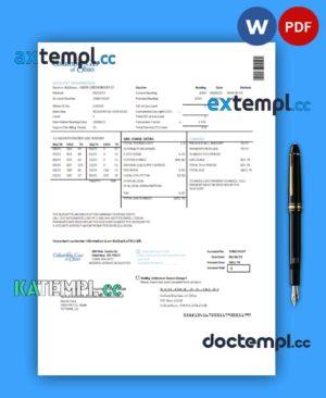 sample Columbia Gas of Ohio business utility bill, PDF and WORD template download