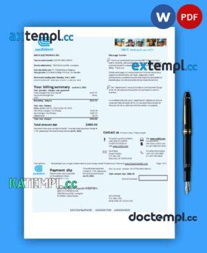 sample Con Edison electricity business utility bill, PDF and WORD template download