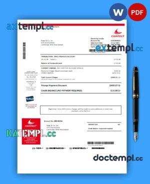 sample Contact Energy proof of energy business utility bill, Word and PDF template download