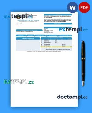 sample County of Orange California property tax business bill, Word and PDF template download