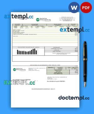 sample Deep East Texas Electric business utility bill, Word and PDF template download