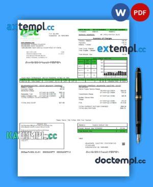 sample Delaware Electric Co-op utility business bill, Word and PDF template download