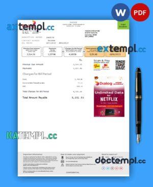 sample Dialog business utility bill, PDF and WORD template 2 pages download