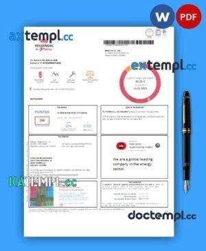 sample EDP Spain business utility bill, Word and PDF template download