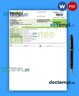 sample ENEO electricity business utility bill, Word and PDF template download