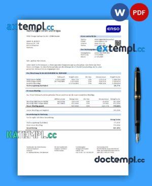 sample ENSO electricity business utility bill,PDF and WORD template download