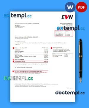 sample EVN electricity business utility bill, Word and PDF template, 5 pages download
