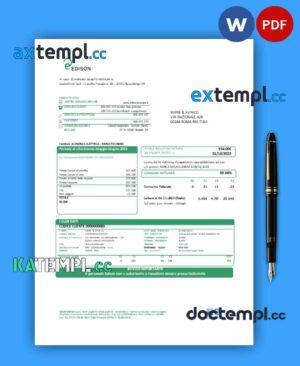 sample Edison business utility bill, Word and PDF template download