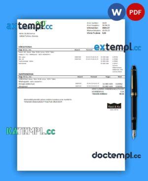 sample Eesti Energia electricity business utility bill,Word and PDF template download