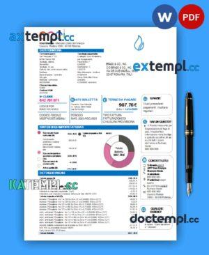 sample Enel Energia business utility bill, Word and PDF template download