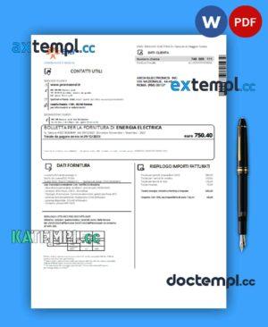 sample Enel electricity utility business bill, Word and PDF template download