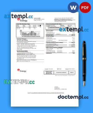 sample Entergy utility business bill, Word and PDF template download