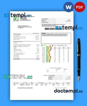 sample Erie Thames utility business bill, Word and PDF template download