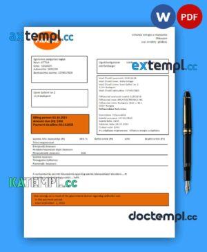 sample FIDESZ easy to fill business utility bill, Word and PDF template download