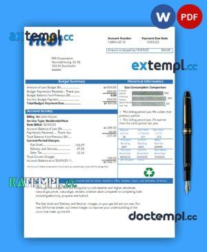 sample Fitol gas business utility bill, Word and PDF template download