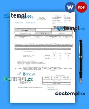 sample Florida Pensacola Energy business utility bill, PDF and WORD template download