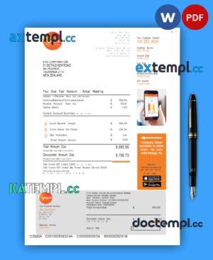 sample Genesis Gas utility business bill, Word and PDF template, 3 pages download