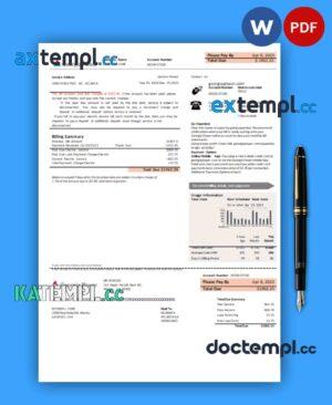 sample Georgia Power business utility bill, Word and PDF template download
