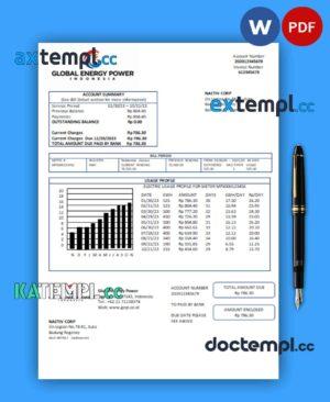 sample Global Energy Power utility business bill PDF and WORD template download