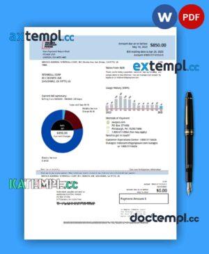 sample Indiana electricity business utility bill, Word and PDF template download
