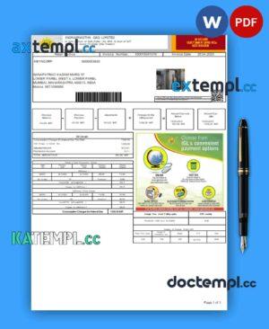 sample Indraprastha Gas Limited (IGL) business utility bill, Word and PDF template download