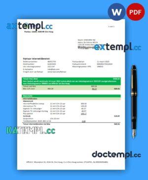 sample KPN business utility bill, Word and PDF template download