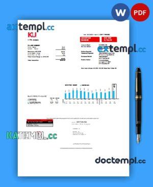 sample Kentucky electricity business utility bill, Word and PDF template download