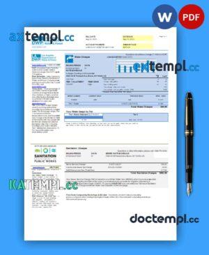 sample LA DWP business utility bill, Word and PDF template download
