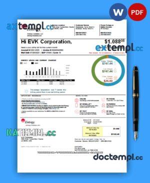 sample Louisiana Entergy business utility bill, Word and PDF template download