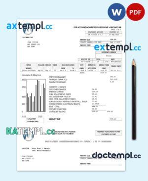 sample Macedonia MGI Energetika utility bill Word and PDF template download