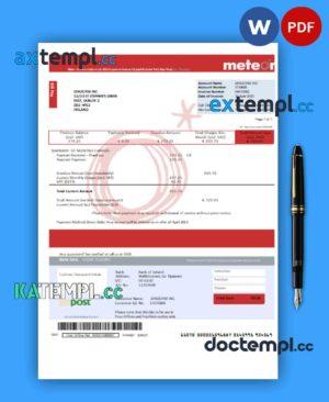 sample Meteor business utility bill, Word and PDF template download