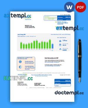 sample Michigan Consumers Energy business utility business bill, Word and PDF template download