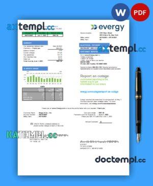sample Missouri Evergy electricity utility business bill, Word and PDF template download