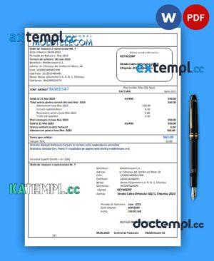 sample Moldtelecom business utility bill, Word and PDF template download