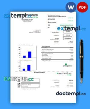 sample Momentum Energy  business utility bill, PDF and WORD template download