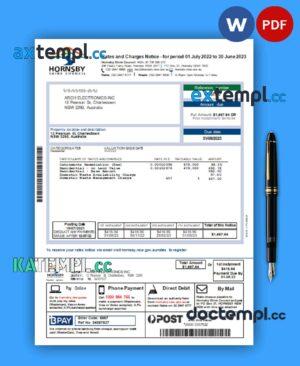 sample NSW Hornsby Shire Council  utility business bill PDF and WORD template download