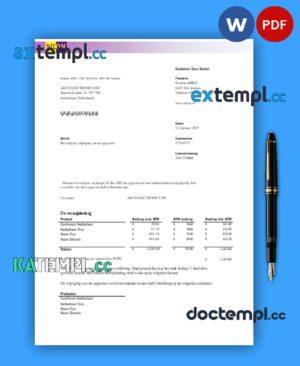 sample NUON gas business utility bill, Word and PDF template download