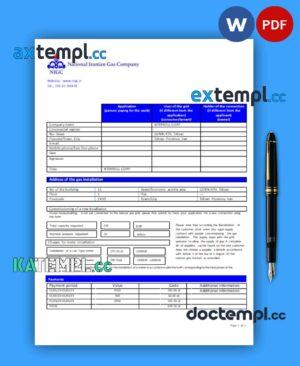 sample National Iranian Gas Company gas business utility bill, Word and PDF template download