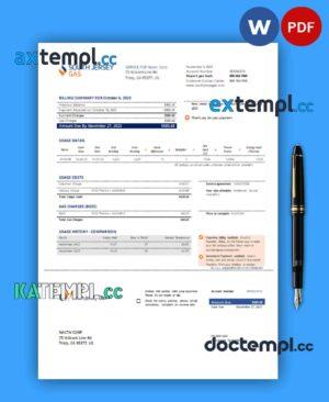 sample New Jersey Gas utility business bill, Word and PDF template download