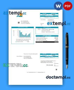 sample New Mexico PNM easy fillable business utility bill, Word and PDF template download