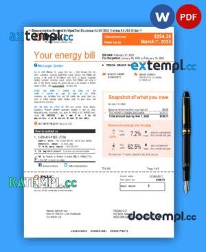 sample New York PSEG utility business bill, Word and PDF template 5 pages download