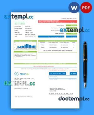 sample Noor Life Pure Water LLC business utility bill,PDF and WORD template download
