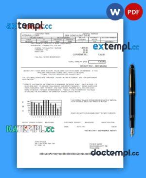 sample Oklahoma OGE Energy business utility bill, Word and PDF template download