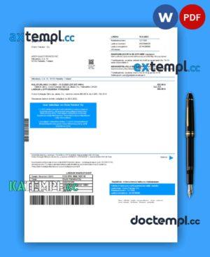 sample Oomi Palvelut Oy electricity business utility bill,PDF and WORD template download